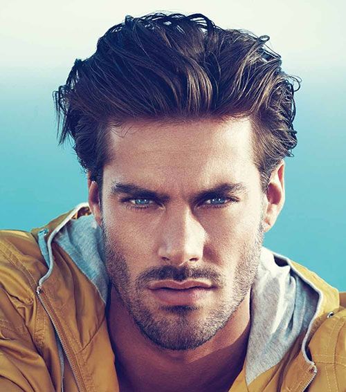 Slicked back wavy style for boys with curly hairs